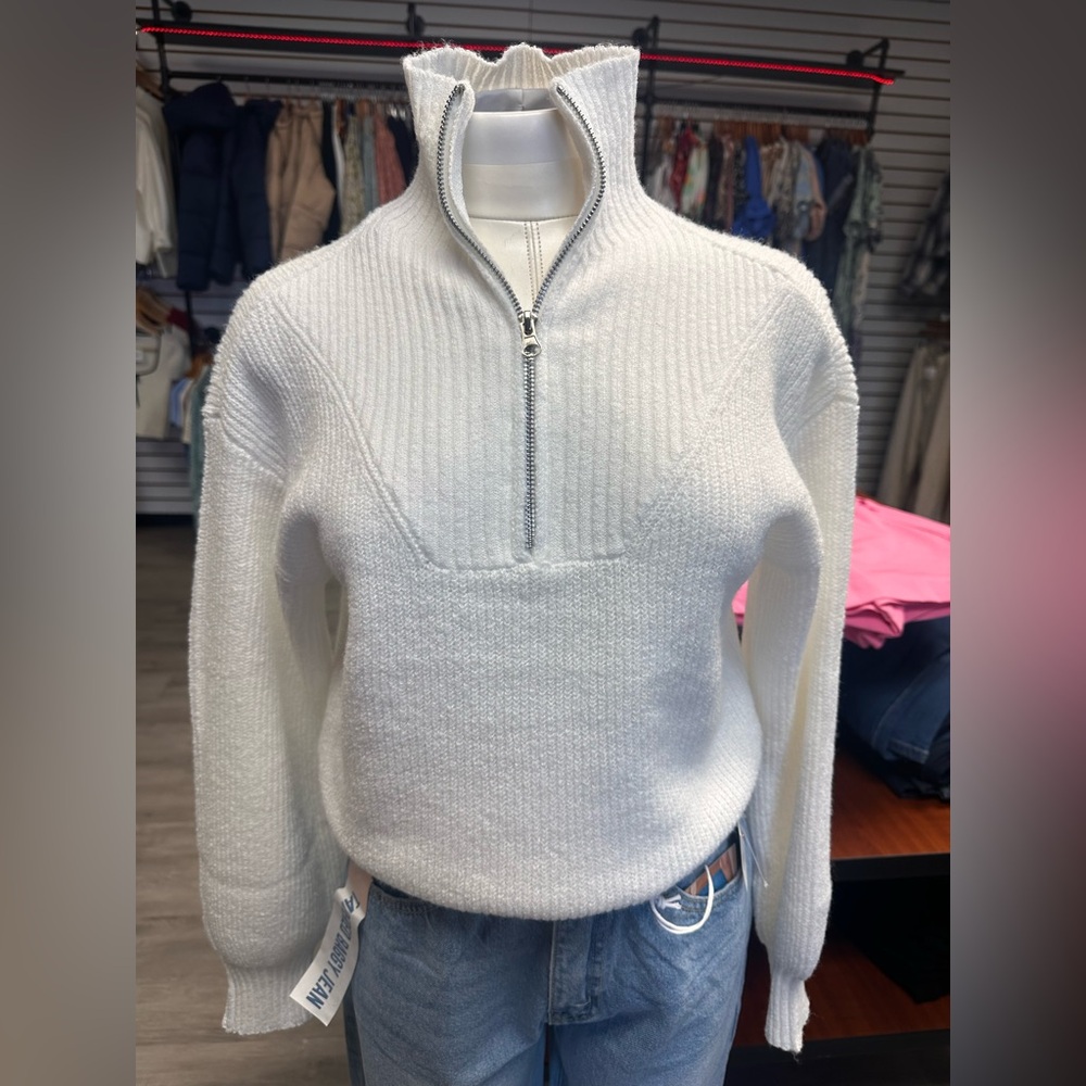 White Half-Zip Women's Sweater